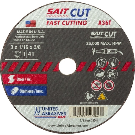 United Abrasives/Sait Cutting WhlT125x035x38A36TPK100 23030